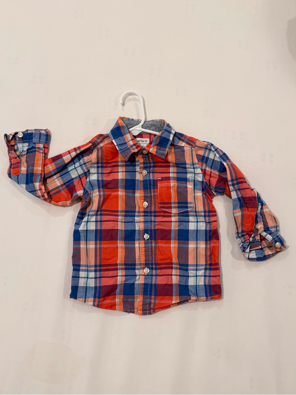 Carter's Red, Orange & Blue Plaid Button-Down Shirt